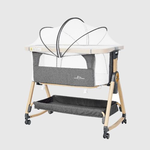 Baby Bassinet Airflow Co-sleeper, Rocking Crib With Mosquito Net - Grey