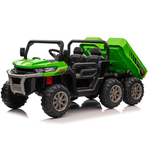 24V Ride-On Construction Truck with Electric Tipping Bed - Green - Pre-Order ETA 22 June 2024