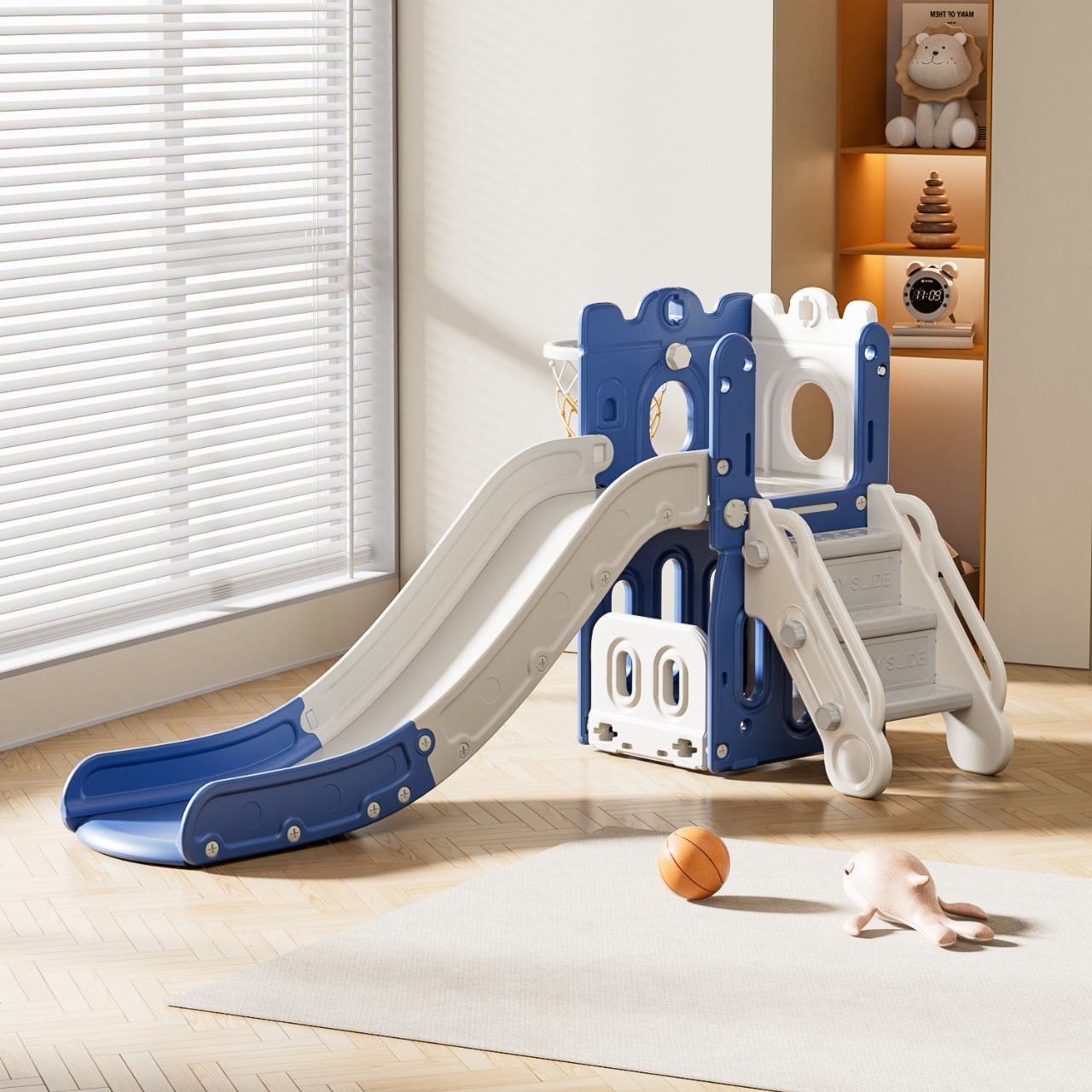Royal Stairway Adventure: Slide, Hoop & Storage Playset - Indoor Kids ...