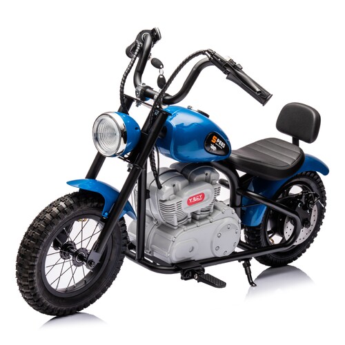 24V Cruiser Bike - Single Rider Electric Motorcycle for Kids - Blue