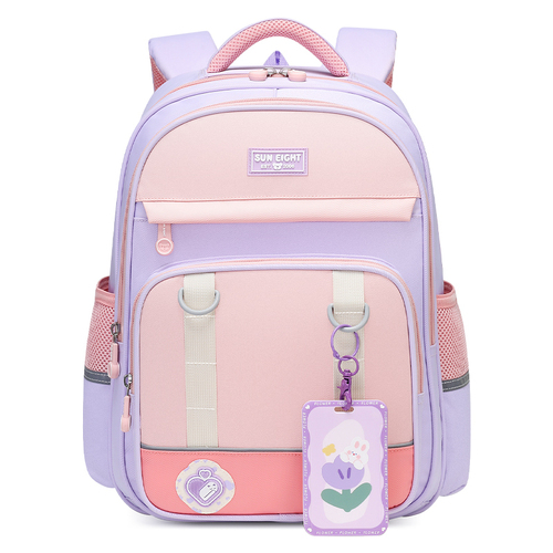 Flower Design Kids Back Pack - Charming School Bag for Girls - Purple