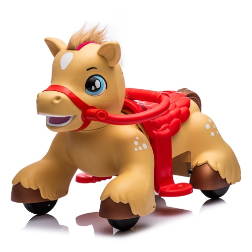 6V Electric Horse Ride-On Animal Toy for Toddlers Brown