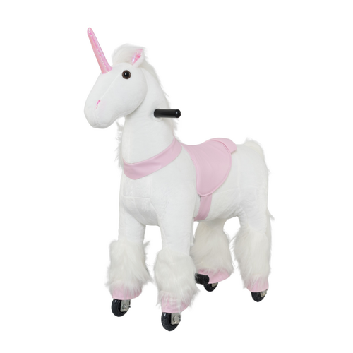 Unicorn Ride On Animal Toy for Kids, Pink and White - Small