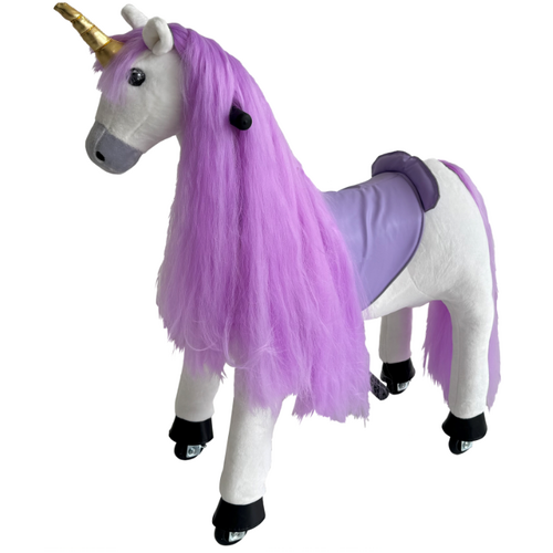 Ride on Unicorn Animal Toy with Purple Long Hair - Large - Perfect for Kids Active Play